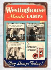 1934 WESTINGHOUSE MAZDA LAMPS metal tin sign home kitchen art prints picture