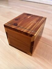 Vintage Handmade Cedar Wood Chest Trinket Jewelry Stash Box Carved Hinged READ picture