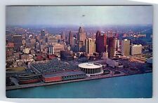 Detroit MI-Michigan, Aerial Civic Center And Skyline, Vintage c1963 Postcard picture