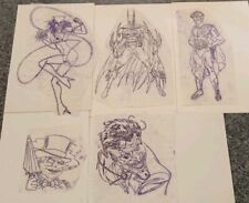 BATMAN, Robin, Catwoman, Joker & Penguin - Tattoo Flash / Original Ink Art Lot picture
