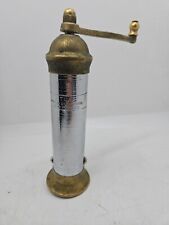 Atlas Brass and Polished Chrome  Pepper/Spice Mill 8” Tall Made In Greece picture