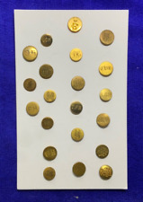 21 GILT ANTIQUE BRITISH HUNT CUFF BUTTONS 19th-Early 20th C w Mounting Board picture