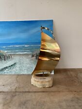 Vintage Signed DeMott Brass Copper And Steel Sail Boat Sculpture picture