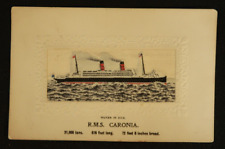 R.M.S. Caronia Royal Mial Ship Steamship Vintage Postcard Woven in Silk picture