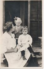 Real Photo Postcard RPPC Mother with Kids, Clear Pendant with woman c.1910 picture