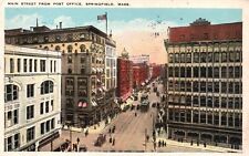 Postcard MA Springfield Main Street from Post Office 1927 Vintage PC G8769 picture