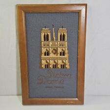 Vintage Framed Notre Dame Paris France Cathedral Needlepoint 13 5/8