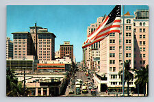 Flagler Street View Miami Florida FL Postcard picture