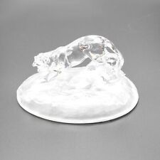 Vtg Cristal d'Arques Clear Glass Mountain Lion Figurine 3.5
