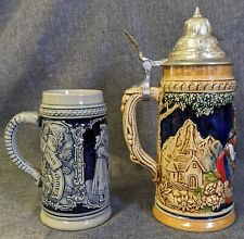 Vintage Western German Beer Stein With Pewter Lid Ceramic Rare Mug & Extra 1 picture