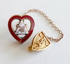 WOTM Lapel Pin Women of the Moose FHC Faith Hope Charity Heart Gold Filled picture
