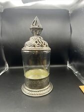 Vintage Vanity Glass Apothecary Candle Jar W/Lid GUC picture