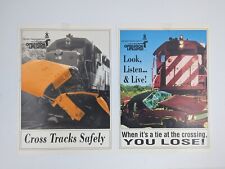 2 Illinois Operation Lifesaver Poster 13X9.5 Cross Tracks Safely Railroad Safety picture