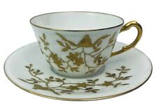 Antique LS&S LIMOGES Porcelain Cup and Saucer GILT Floral Textured BEAUTIFUL picture