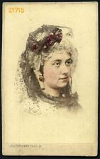 amazing Woman's portrait by Julius Hahn Vintage hand tinted colored CDV, 1850.  picture
