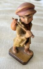 Vintage Dolfi Italy Boy Child with sack runaway Hobo Hand Carved Wood Anri picture