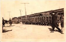 Troops Arriving at Burlington Railroad Depot Nebraska City 1920s RPPC Postcard picture