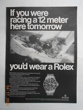 1970 Rolex Submariner watch PRINT AD  America's Cup yacht Intrepid photo vintage picture