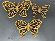 Vintage Homco Butterfly Butterflies Hanging Wall Decor Set 1970s BoHo-3 Sizes picture
