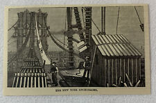 1883 magazine engraving ~ BROOKLYN BRIDGE New York  Anchorages picture