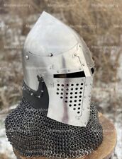 Medieval Helmet 14 Gauge Bacinet Roa Helmet Bacinet Crusader picture
