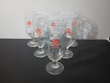 6 Vintage A.Coors Beer Pedestal Drinking Glasses Barware Heavy 7