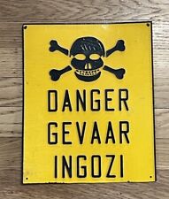 Vintage Danger Sign Skull Crossbones Warning Caution Gevaar Ingozi picture