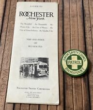 VINTAGE (2) ROCHESTER NY - School Safety Patrol BADGE PIN & 1934 Transit Map picture