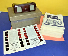 VTG Brown Tru-Vue w/ 41 Film Card Slides - AS IS - TESTED - WORKING & CLEAR picture