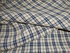 Antique 19thc Early PA Loomed Homespun Plaid Linen Fabric Indigo Blue Bed Cover  picture