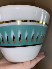 RARE FIRE KING FRED PRESS SPLASH PROOF MIXING BOWL Teal Turquoise MCM picture