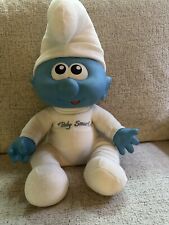 Vintage 1984 Hasbro Baby Smurf Plush Vinyl Face and Hands Soft Body Doll 16” picture