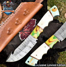 CSFIF Handmade Skinner Knife w/Gut Hook Twist Damascus Mixed Material Outdoor picture