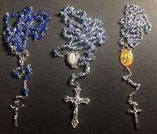 Blue Bead Chain Rosary Lot Of 3 picture