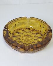  Vintage Ashtray Golden Amber Glass Teardrop Daisy Design 6