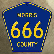 New Jersey Morris County NYC metro route 666 highway marker 1959 road sign 18x18 picture