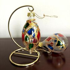 Vintage Christmas Glass Ornaments Stained Glass Multi Color 2ea picture