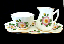 Old Royal Bone China Creamer Sugar Bowl and Fitted Serving Tray made in England picture