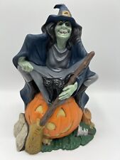 Ceramic Byron Mold Halloween Witch Jack O Lantern Hand Painted Vintage 1972 picture
