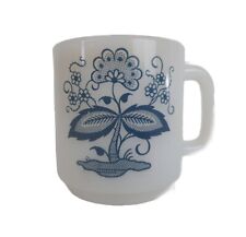Vintage Glasbake Blue Floral  cup coffee tea white milk glass [Stained] picture