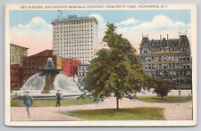 1915-30 Postcard Sky Scraper & Banjotti Memorial Fountain D Park  Providence  RI picture