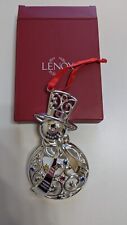 Lenox Sparkle and Scroll Snowman Christmas Ornament Silver Plated Gems NIB picture