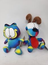 Tie-Dye Rainbow Garfield Cat & Oddie Dog Stuffed Animal Plush Toy Factory NWT picture