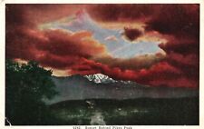 Vintage Postcard 1920's Sunset Behind Pikes Peak Marvelous Pictures Colorado CO picture
