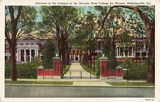 Entrance to Campus Georgia State College for Women Milledgeville c1940 Postcard picture