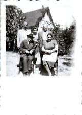 1930s Man Sitting Old Chair Family Outdoors Nature Fruit Trees Snapshot Photo picture