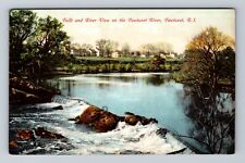 Pawtuxet RI-Rhode Island, Pawtuxet River Falls River View Vintage c1907 Postcard picture