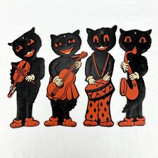 Vintage Halloween DieCut, Embossed BAND of 4 SWINGIN' JAZZ CATS, H. E. Luhrs - A picture