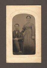 1860s Vintage Antique Tintype Photo Husband Man & Wife Woman Lady Married Couple picture