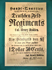 1861 Civil War Recruitment Poster Broadside 75th PA Philadelphia German Regiment picture